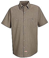 Red Kap Men's Short Sleeve Geometric Micro-Check Work Shirt